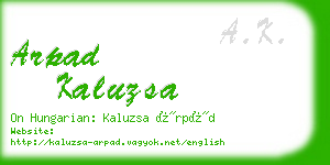 arpad kaluzsa business card